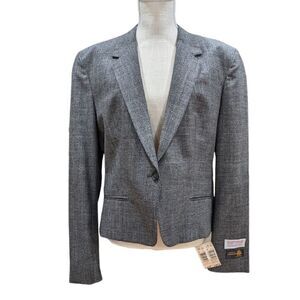 Habersham Mark Shale Women's 100% Wool Grey Single Button Blazer Size 16 NWT